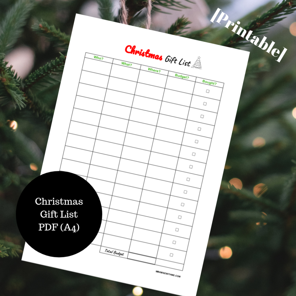 Use this Christmas Gift List Printable to keep track of your Christmas Gift List and budget!